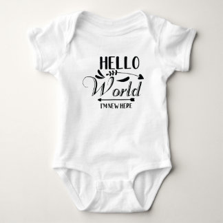 "Hello World i m new here" Funny Baby Bodysuit Strampler