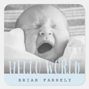 HELLO WORLD QUADRATISCHER AUFKLEBER
