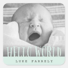 HELLO WORLD QUADRATISCHER AUFKLEBER