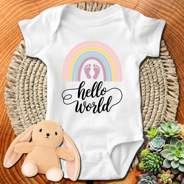 Hello World Rainbow Baby Feet Baby Strampler (Von Creator hochgeladen)