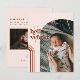 Hello World Retro Boho Birth Ankündigung