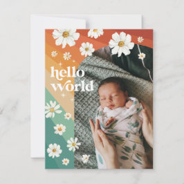 Hello World | Retro Boho Faire-part de naissance