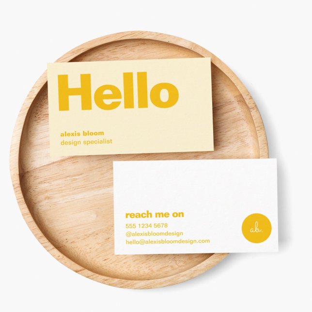 Hello Yellow Retro Modern Minimal Stylish Trendy Visitenkarte (Von Creator hochgeladen)