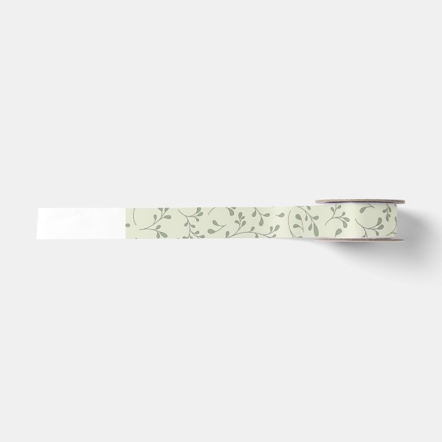 Hellolivgrünes botanisches Rebenmuster Satinband (Vorderseite)