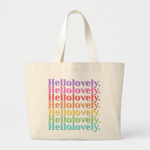 'Hellolovely.' Retro-gestreifte Ästhetik Jumbo Stoffbeutel