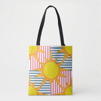 Hellorange gelbe Sonnen weiße aquamarine rosa Stre Tasche