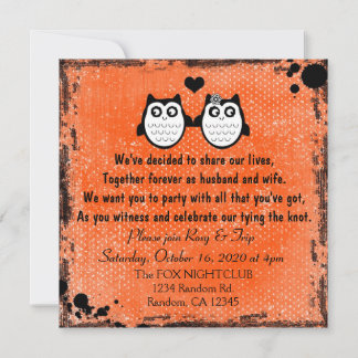 Hellorange Grunge Uhu Punk Hochzeit Einladungen