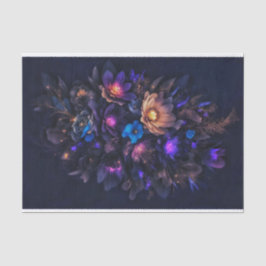 Hellorange, lila, blaue und dunkle Blume Seidenpapier