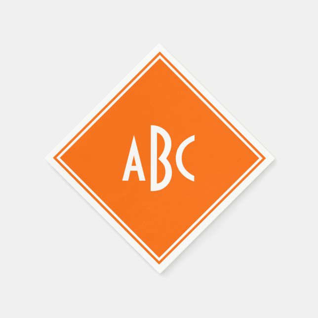 Hellorange mit weißem Monogramm Serviette (Ecke)