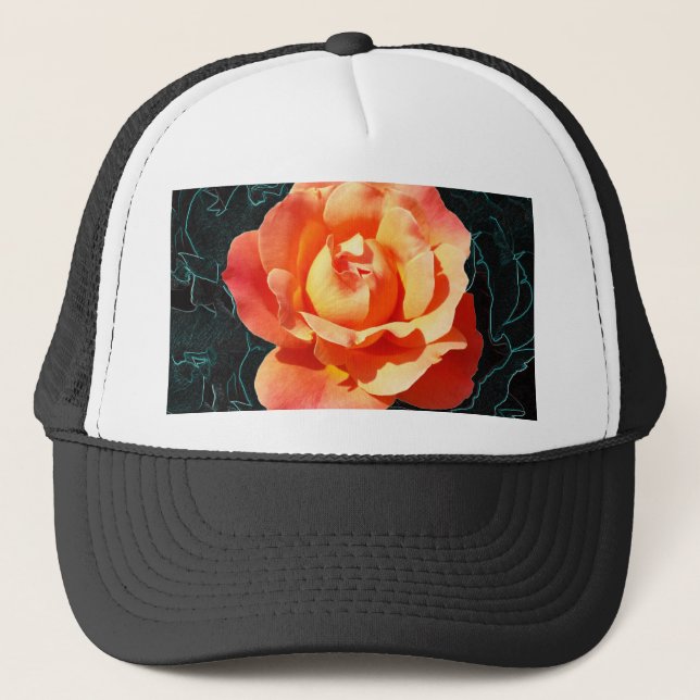 Hellorange Rose Truckerkappe (Vorderseite)