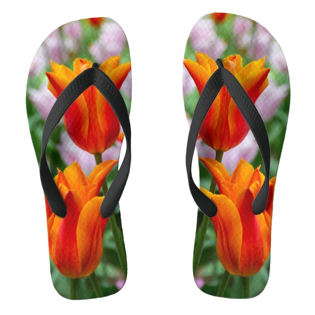Hellorange Tulpen im Park Flip Flops (Fußbett)