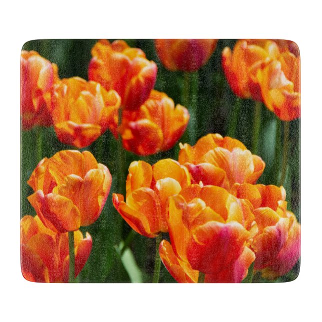 Hellorange Tulpen im Park Schneidebrett (Vorderseite)