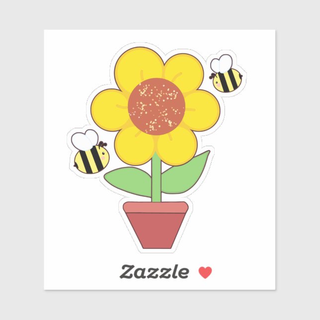 Hellorange und gelbe Sonnenblumen Aufkleber (Blatt)