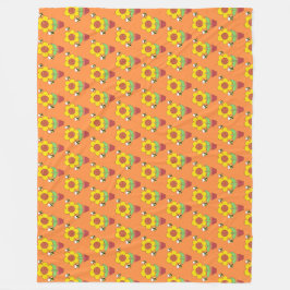 Hellorange und gelbe Sonnenblumen Fleecedecke