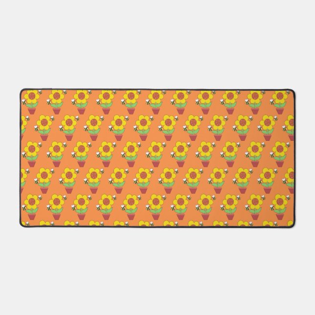Hellorange und gelbe Sonnenblumen Schreibtischunterlage (Vorderseite)