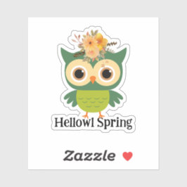 Hellown Spring Niedlich Owl Hello Spring Aufkleber