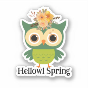 Hellown Spring Niedlich Owl Hello Spring Aufkleber