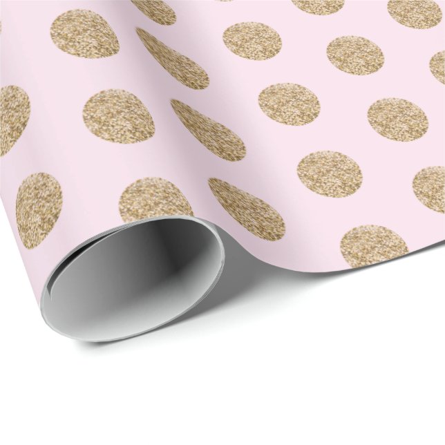 Hellpink| Gold Glitzer Dots Wrapping Paper Geschenkpapier (Rolleneckpunkt)