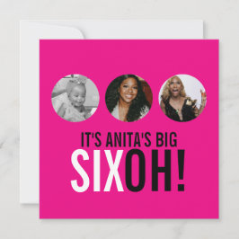 Hellrosa 60. SIXOH! Foto Geburtstag einladen Einladung