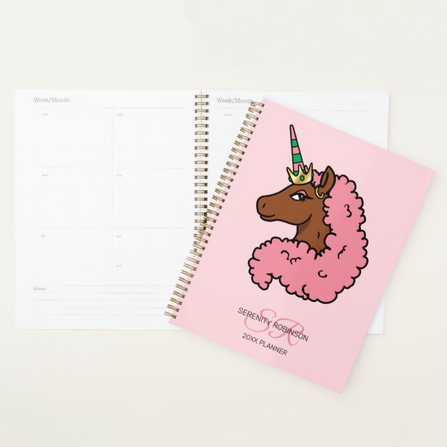 Hellrosa Afro-Einhorn Planer (Anzeige)