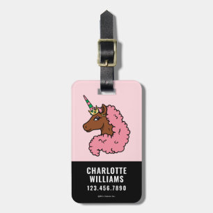 Hellrosa Afro Unicorn Gepäckanhänger