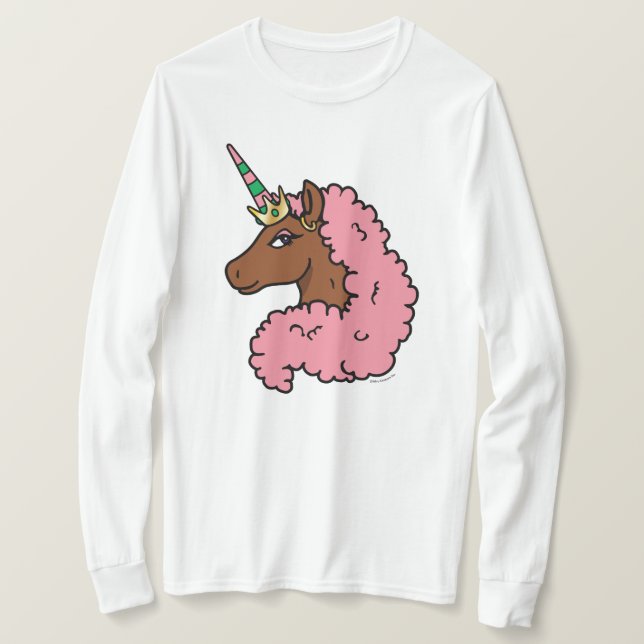 Hellrosa Afro Unicorn T-Shirt (Design vorne)