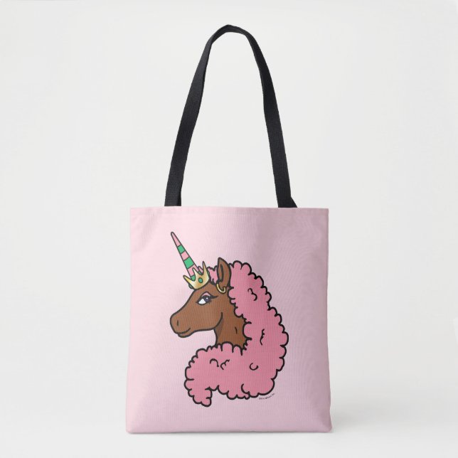 Hellrosa Afro Unicorn Tasche (Vorderseite)