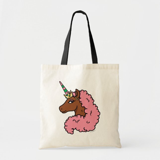 Hellrosa Afro Unicorn Tragetasche (Vorne)