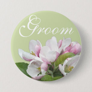 Hellrosa Apfel Blume Bräutigam Hochzeit Button