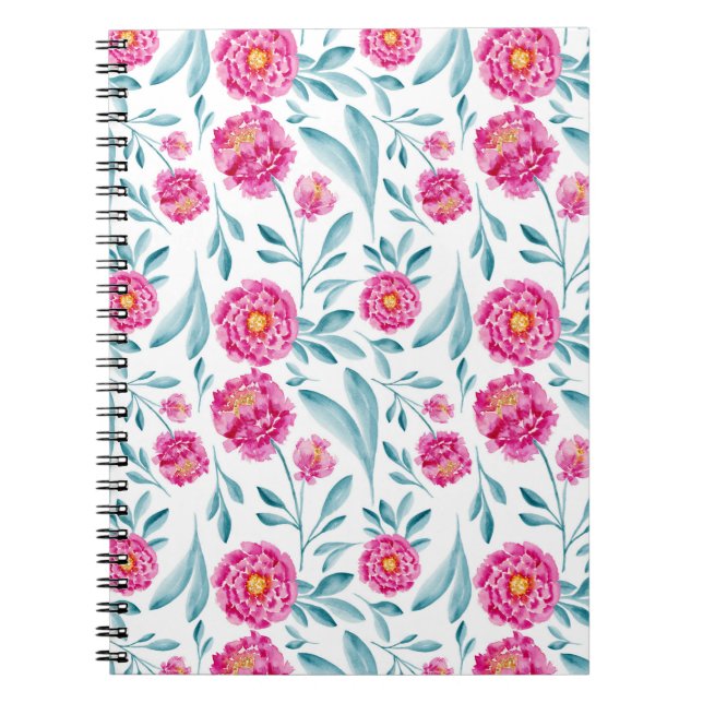 Hellrosa Aquamarines Watercolor Sommerblumenmuster Notizblock (Vorderseite)