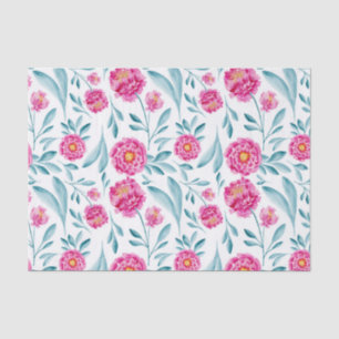 Hellrosa Aquamarines Watercolor Sommerblumenmuster Seidenpapier