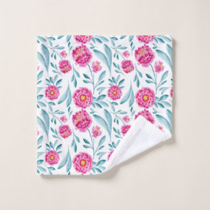 Hellrosa Aquamarines Watercolor Sommerblumenmuster Waschlappen