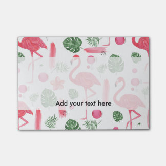 Hellrosa Aquarell tropischer Flamingo florale Post-it Klebezettel