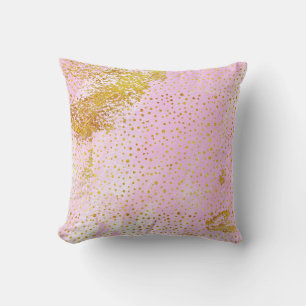 Hellrosa Aquarell und Goldfolie Confetti Kissen