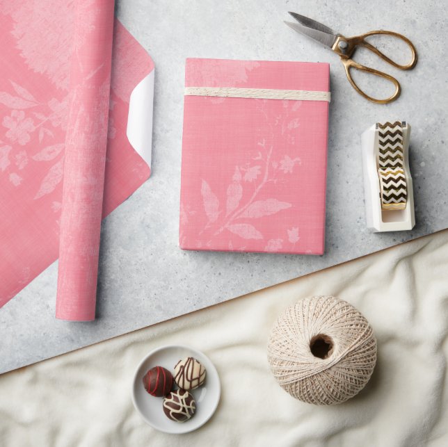 Hellrosa auf rosa Blumenmuster Geschenkpapier (Kunsthandwerk)