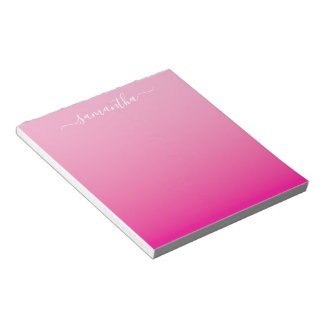 Hellrosa bis Dunkelrosa Farbverlauf Girly Signatur Notizblock