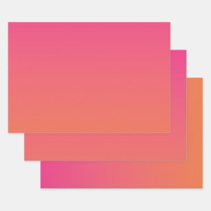 Hellrosa bis orange glänzende Solid Geschenkpapier Set