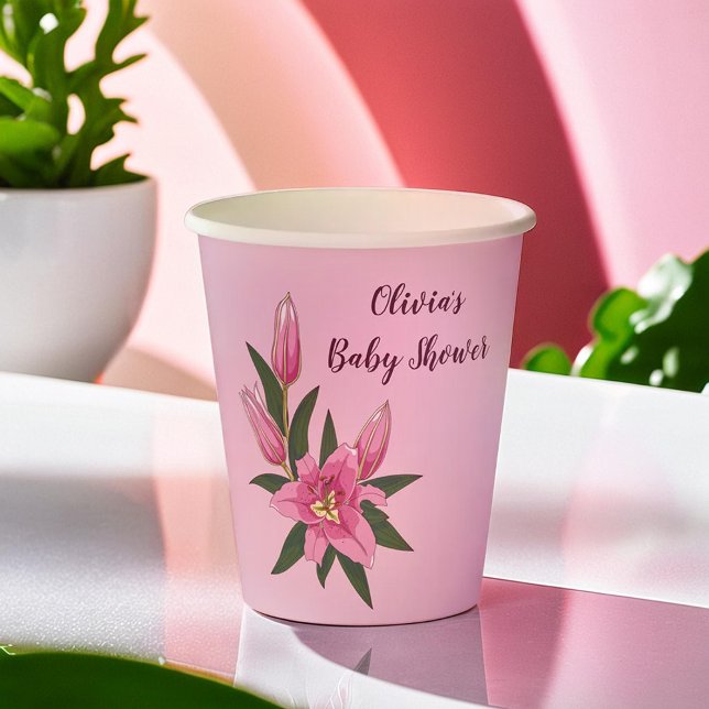 Hellrosa blühende Lilie Pappbecher (Light Pink Blooming Lily Paper Cups)