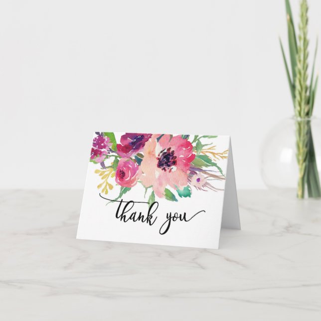 Hellrosa Blume Aquarellfarbe Notenbank Dankeskarte (Vorderseite)