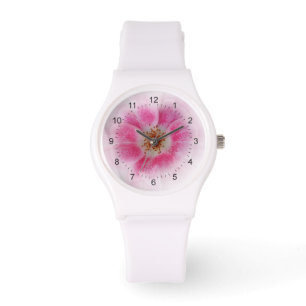 hellrosa Blume Armbanduhr