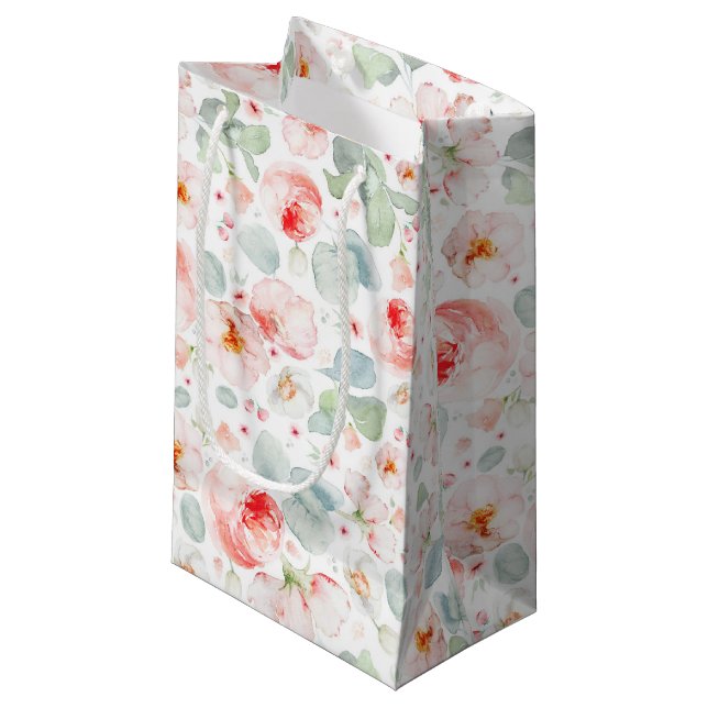 Hellrosa Blume Elegant Botanisch Niedlich Kleine Geschenktüte (Vorderseite Schrägansicht)