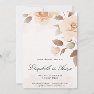 Hellrosa Blume Spanisch Hochzeit Einladung