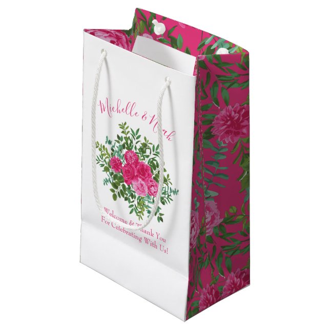 Hellrosa Blumenzehen Kleine Geschenktüte (Vorderseite Schrägansicht)