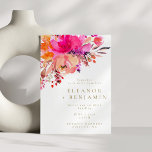 Hellrosa Blumenzwiebelblume Weiß Einladung<br><div class="desc">Moderne schicke,  helle Rosa Aquarellfarben Elegante Hochzeit Einladung mit weißem Hintergrund</div>
