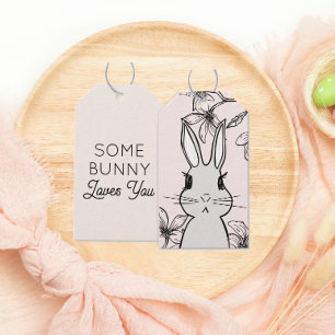 Hellrosa Bunny Floral Osterfest Geschenkanhänger