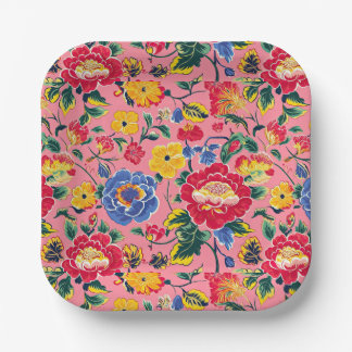 Hellrosa Chinoiserie-Blumenmuster Pappteller