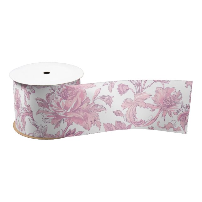 Hellrosa Chinoiserie Dekoupage Satinband (Spule)