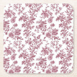 Hellrosa Chinoiserie-Reben-Toile-Gartenparty-Papie Rechteckiger Pappuntersetzer