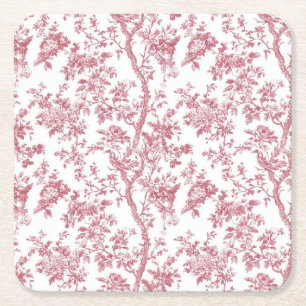 Hellrosa Chinoiserie-Reben-Toile-Gartenparty-Papie Rechteckiger Pappuntersetzer