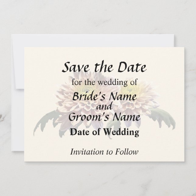 Hellrosa Chrysanthemen Save The Date (Vorderseite)